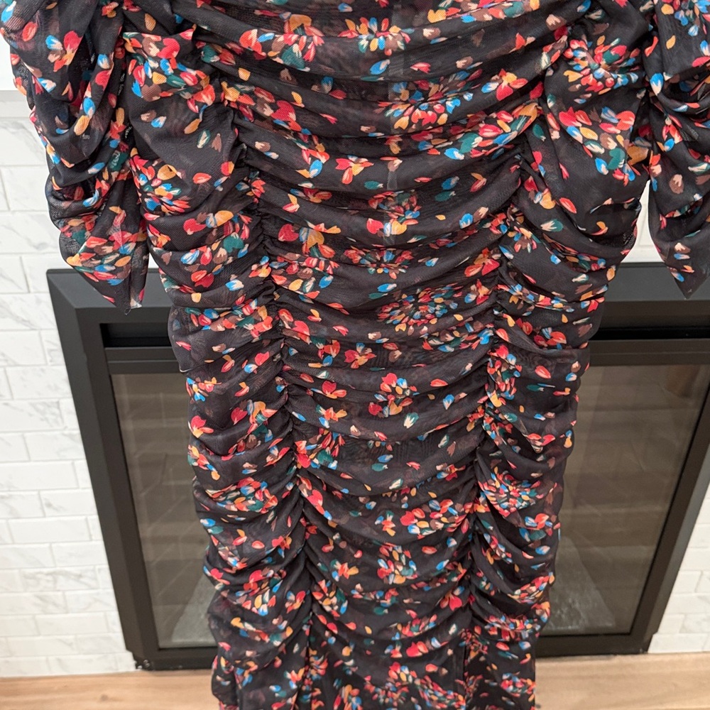 Free People briella twilight combo floral Black and Red Floral ruched mesh dress - Picture 7 of 11